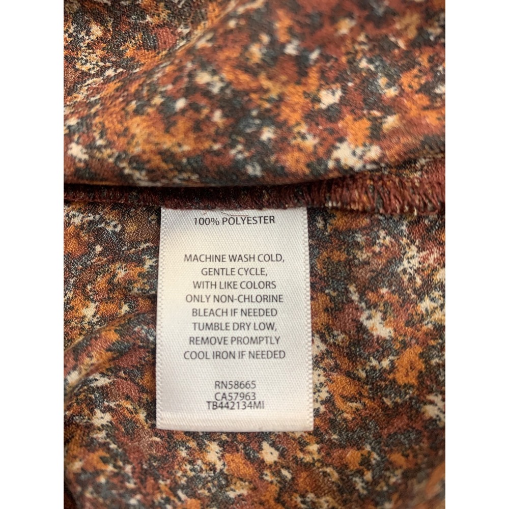 Treasure & Bond Women's XS Brown Abstract Speckled V-Neck Long Sleeve Blouse - Picture 6 of 7